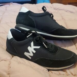 Michael Kors Women's Black and White Sneakers with Suede And Fabric